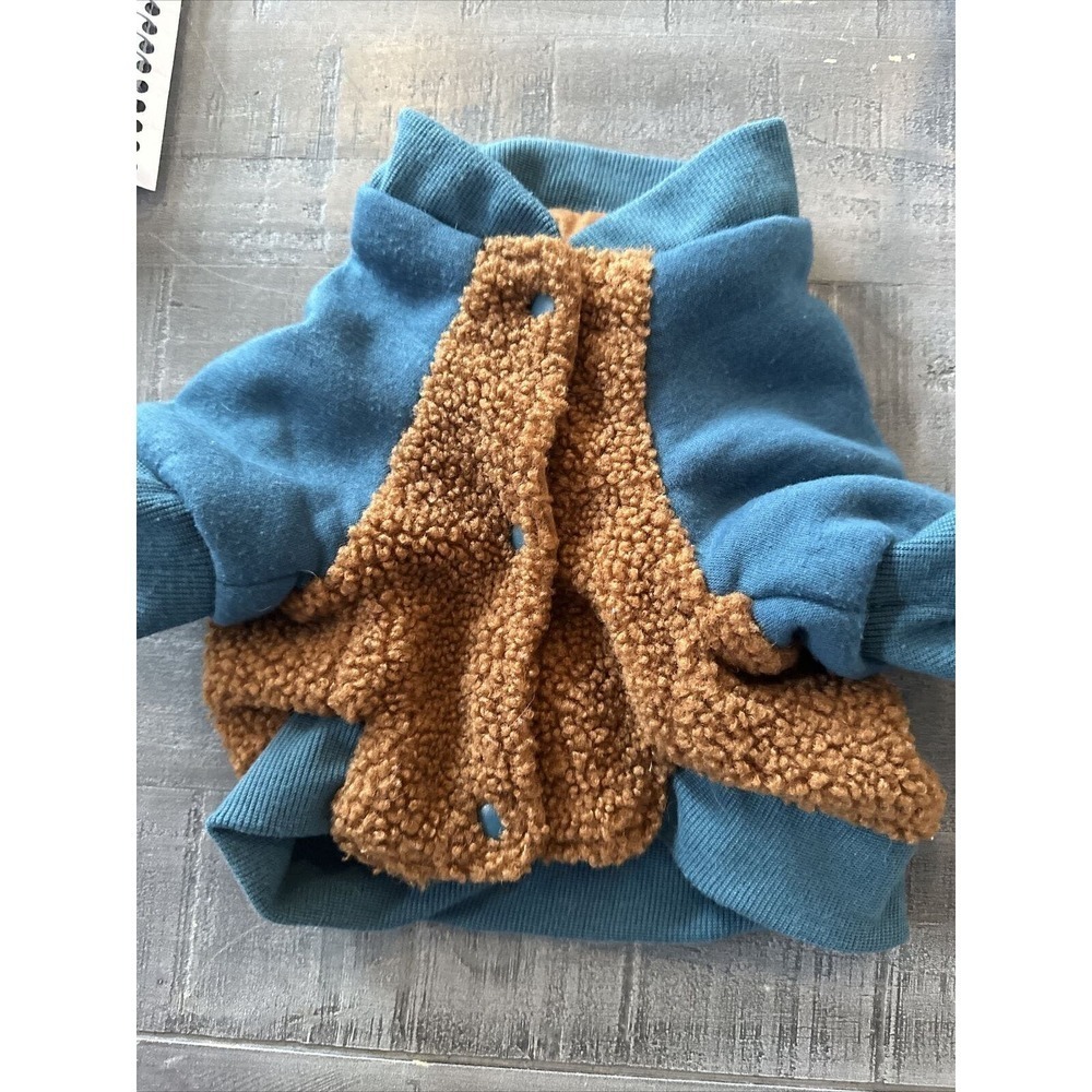 Heart To Tail Dog Sweatshirt; Blue & Brown W Short Sleeves; Reversible XS